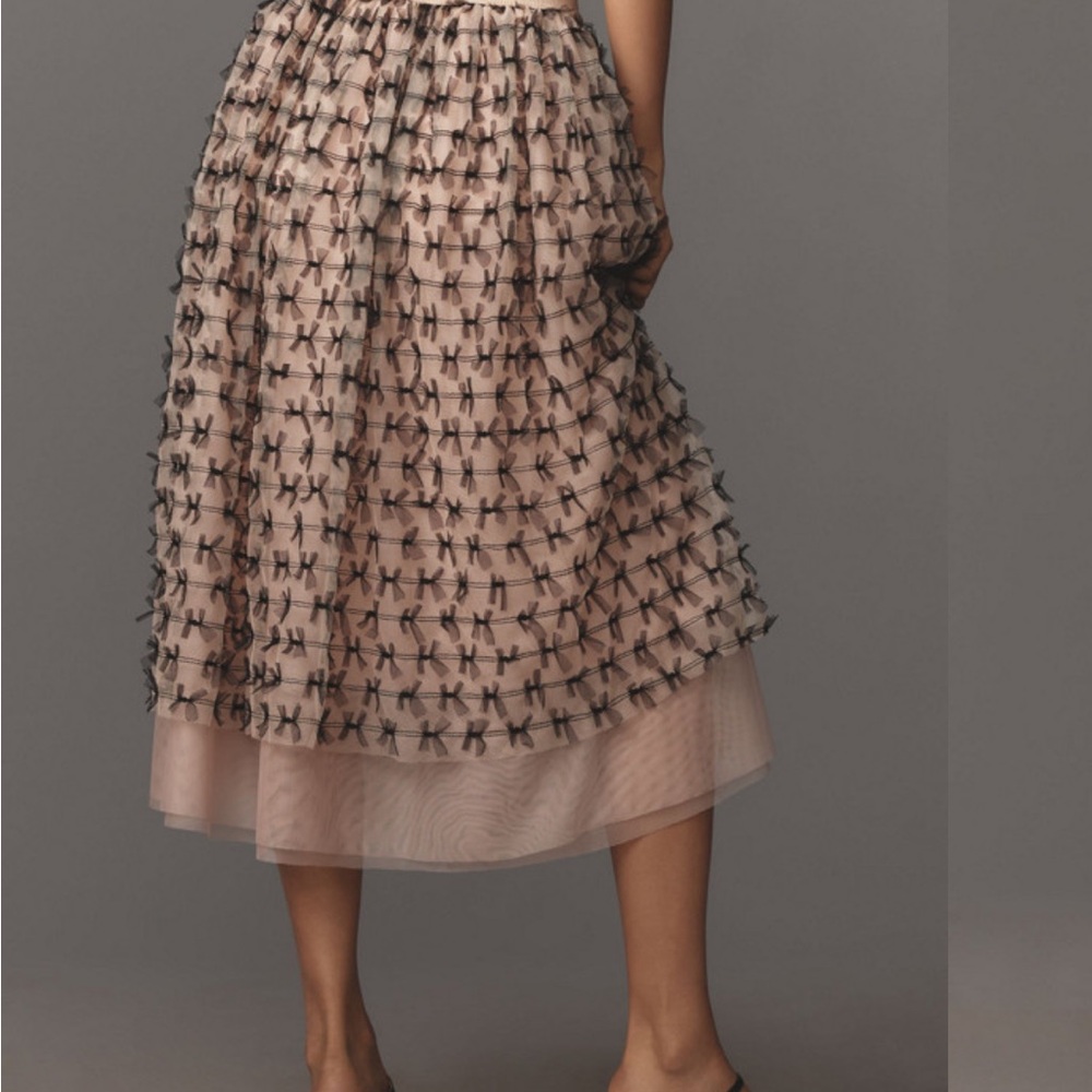Maeve All-Over Bow Tulle Midi Skirt